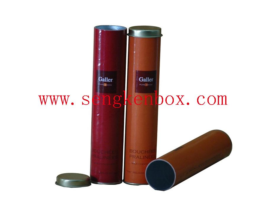 Mendiants Truffles Orangettes Packaging Paper Tube with Tin Hat Lid