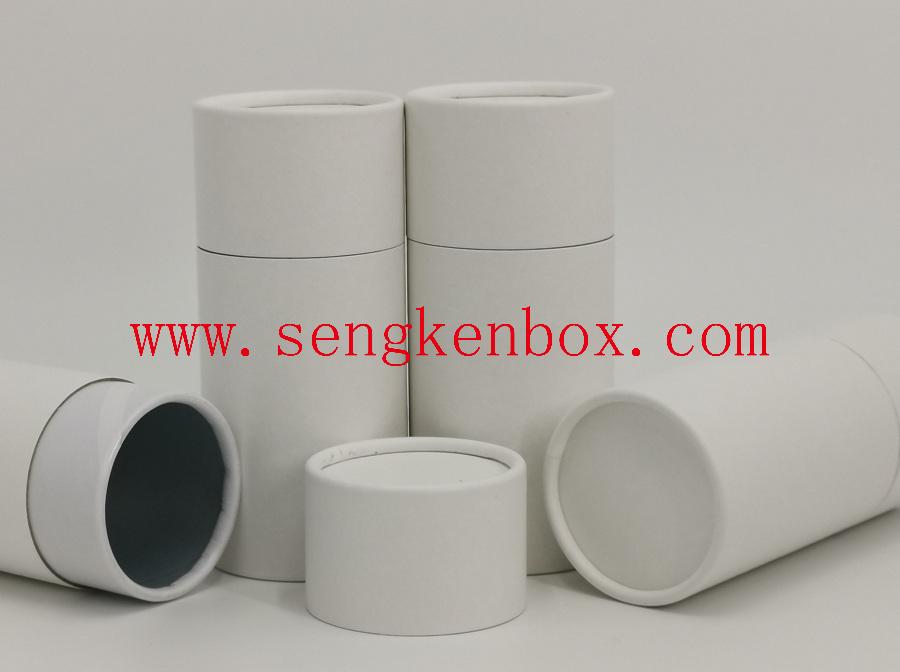 White Kraft Paper Canister with White Neck for Tea Packaging