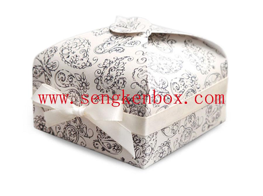 Складная подарочная коробка для десертной бумаги Macaron с ленточным бантом