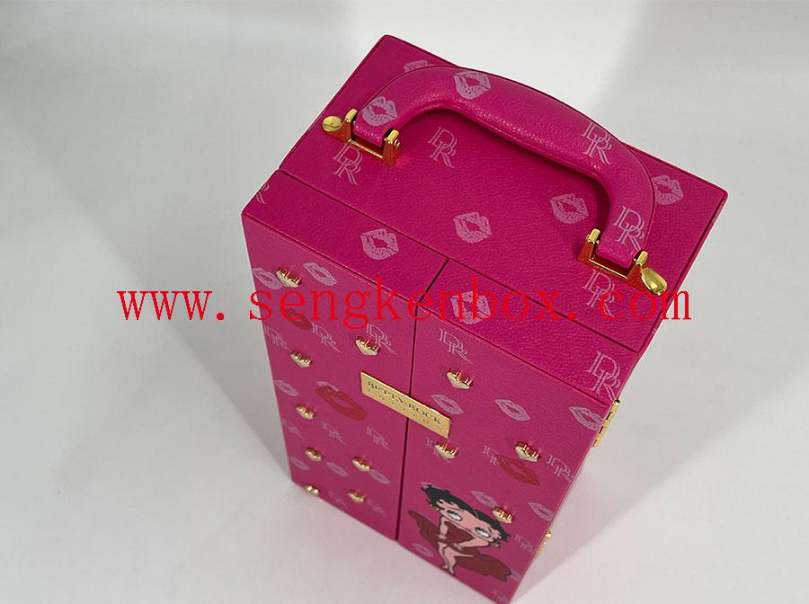 Упаковка коробки шампанского с розовым мультфильмом