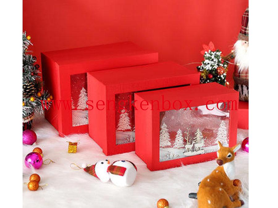 Рождественская подарочная коробка из бумаги с видимым слоем