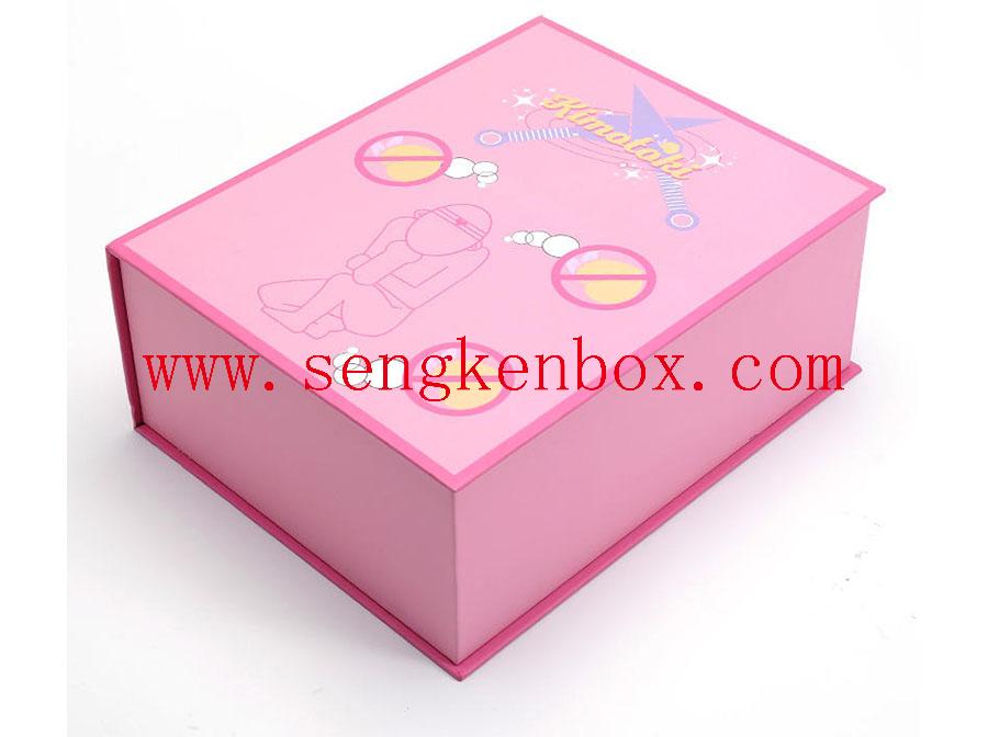 Розовая складная бумажная подарочная коробка