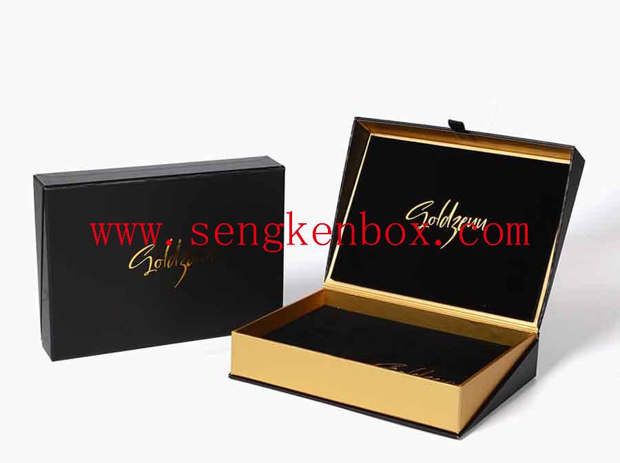 Матовая блестящая черная бумажная коробка для ювелирных изделий