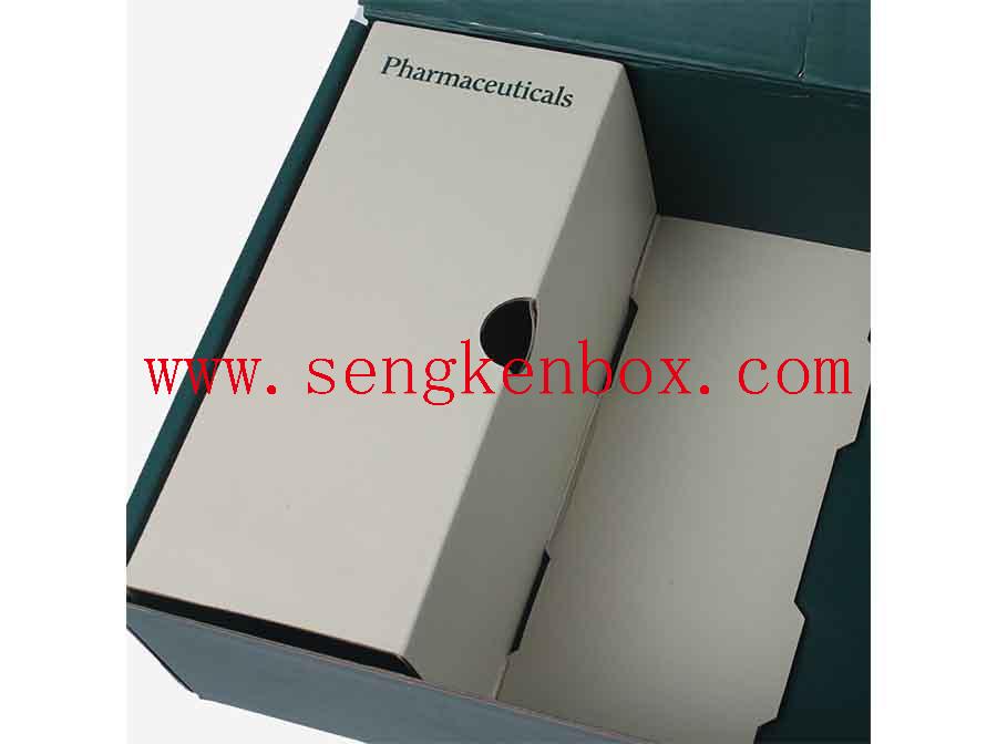 Темно-зеленая бумажная почтовая коробка для хранения лекарств