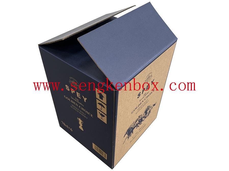Красочная печатная коробка для упаковки виски из гофрированного картона коричневого цвета