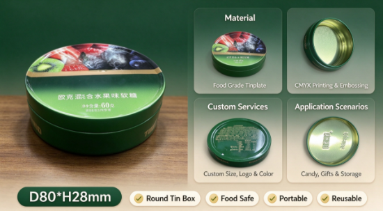 Tin Can For Mint Candy Packaging Tin Can For Mint Candy Packaging