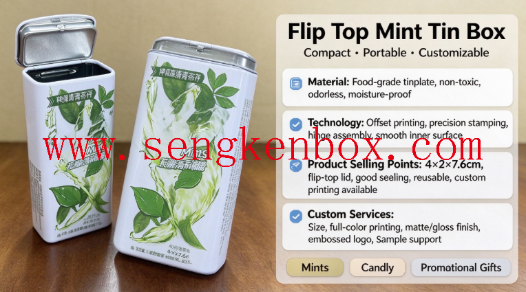 Rectangular Flip Top Mint Tin Box