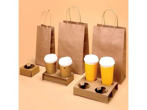 Takeout Twisted Handle Kraft Bag For Coffee