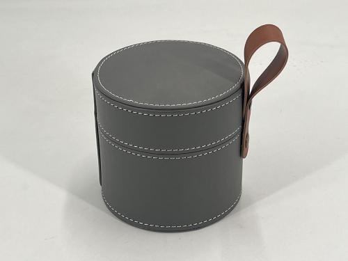 OEM и ODM Round leather box with handle for ceramic jar packaging для продажи