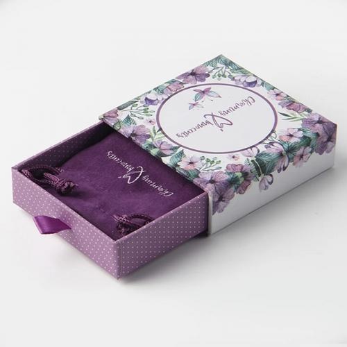 OEM и ODM Custom purple drawer jewelry packaging pouch and boxes with logo для продажи
