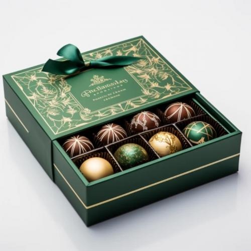 OEM и ODM Custom green drawer shaped christmas boxes with ribbon for chocolate packing для продажи