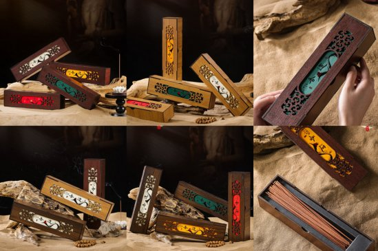 Wood Incense Tube Boxes